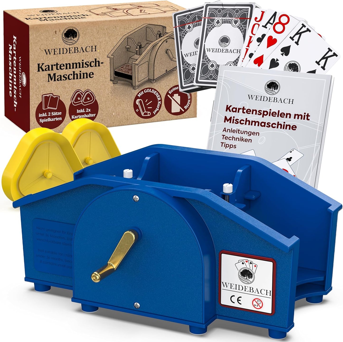Kartenmischmaschine mit Kurbel & Kartensets, Blau