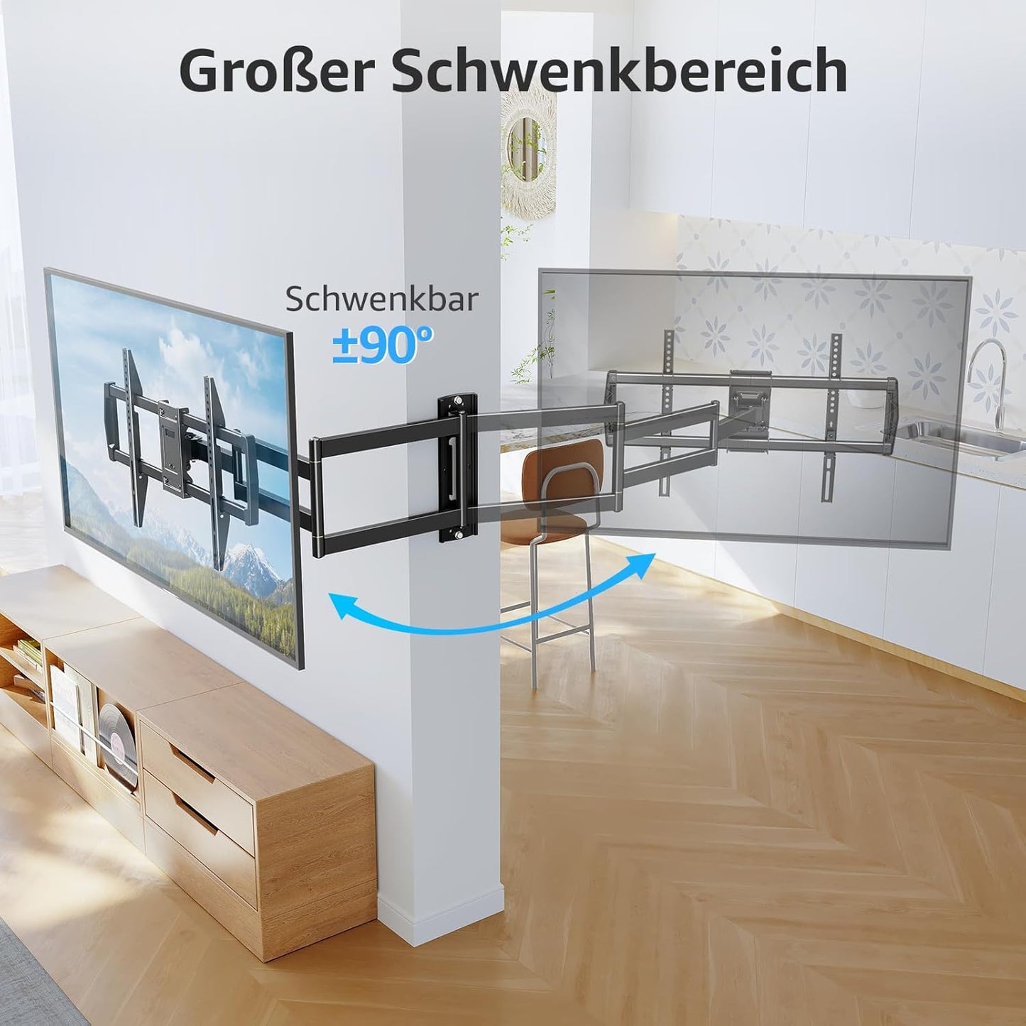 Langarm TV Wandhalterung 42-75 Zoll, 962mm Langarm TV Wandhalterung