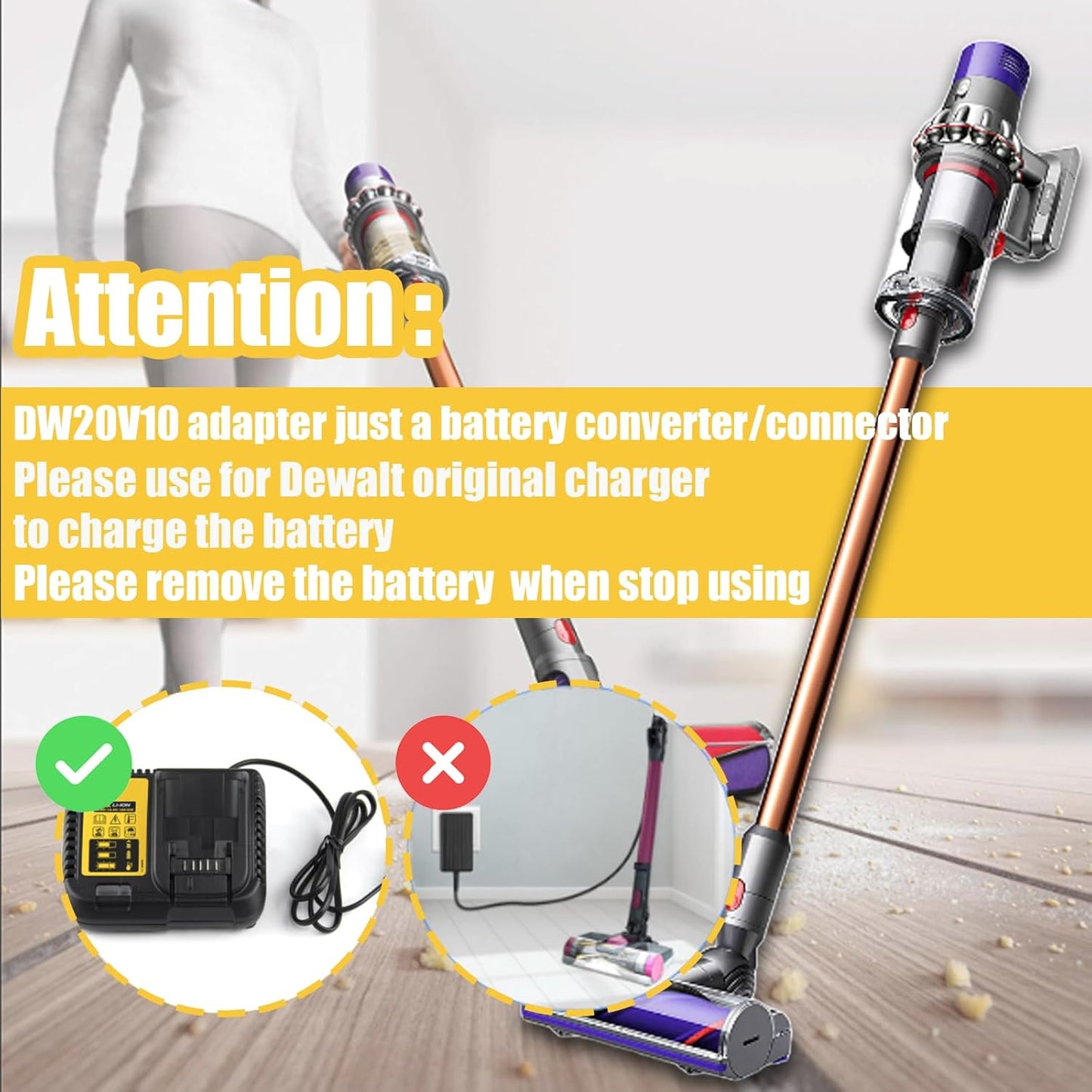 Adapter für 18V/20V Akku-Staubsauger V10, DEW20V10
