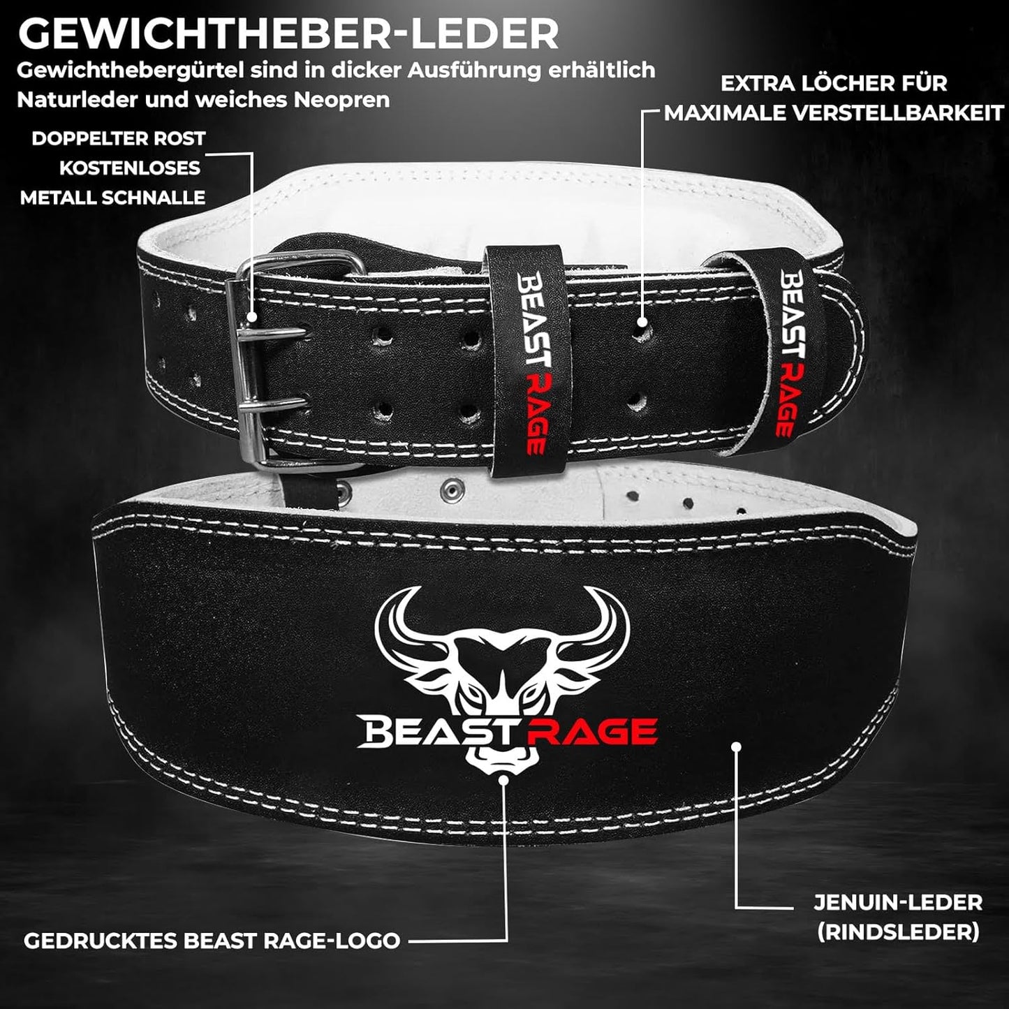 Gewichthebergürtel Leder, S Schwarz