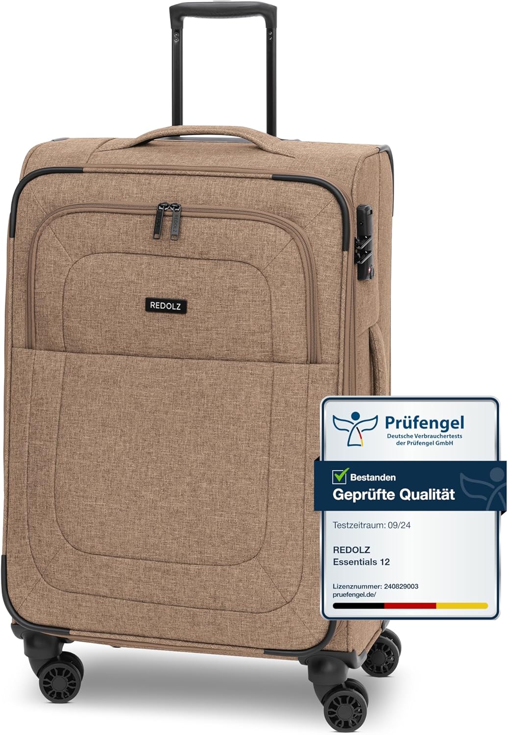 Weichschalen Trolley mit TSA-Schloss, M (67 cm) 4-Rad erweiterbar Coffee