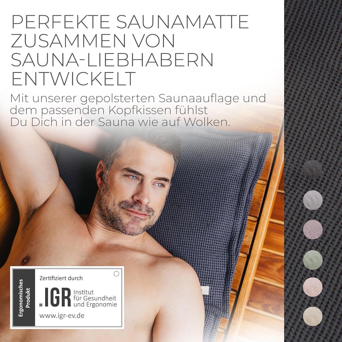 Sauna-Matte & Kissen-Set, Anthrazit