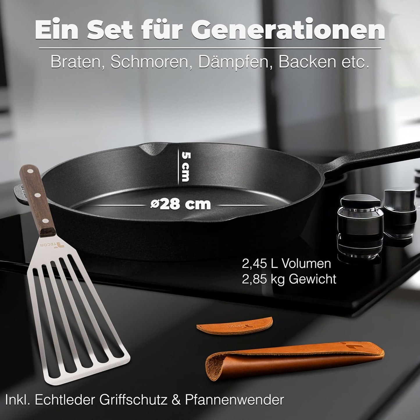 Gusseisenpfanne, 28 cm Geschliffenes Gusseisen