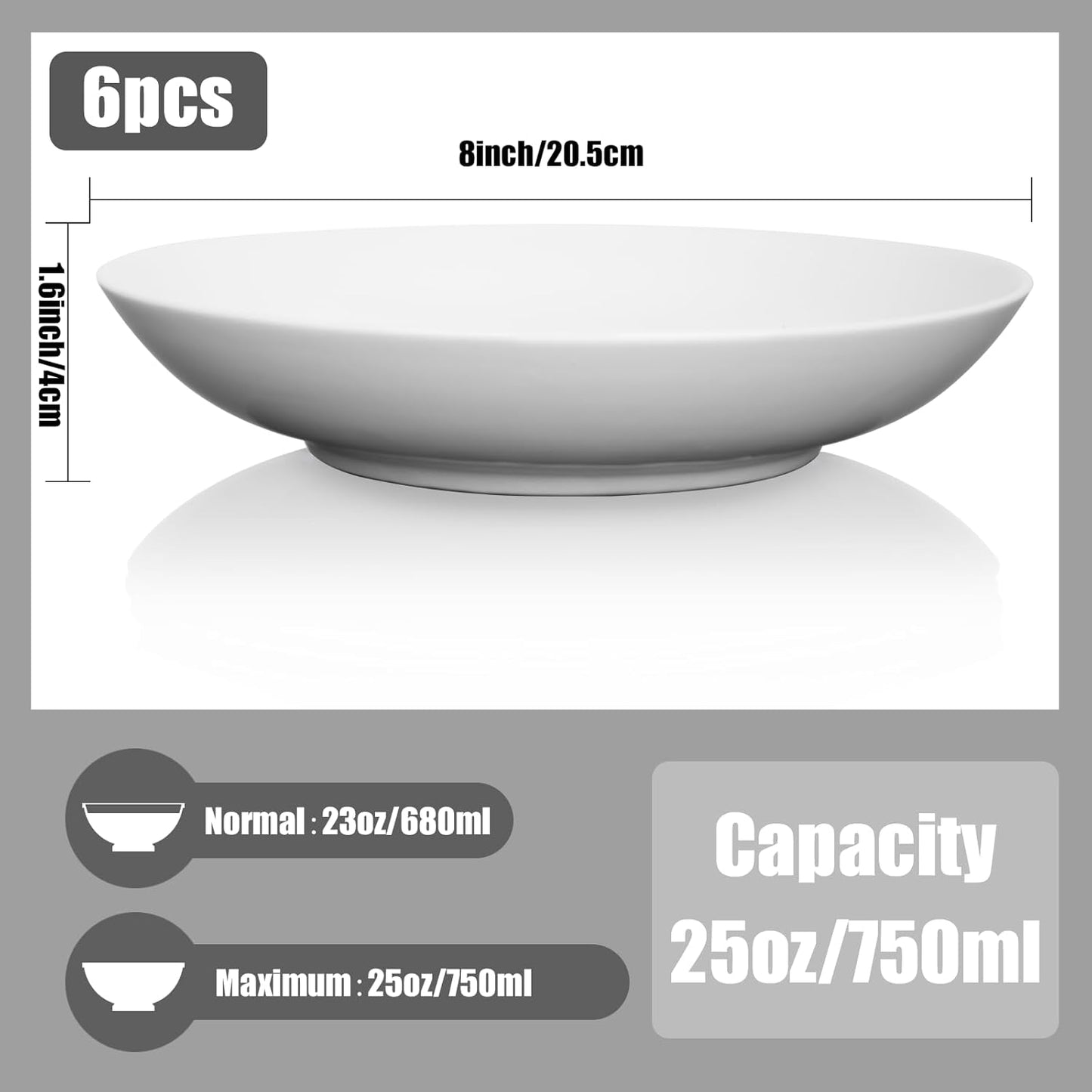 6-teilige Suppenteller-Set, 8 inch