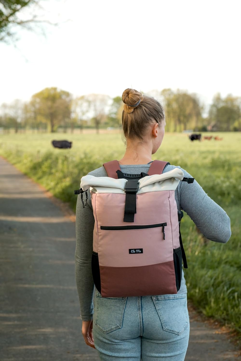Rolltop Laptop-Rucksack, Strawberry Cream 18 bis 26 Liter