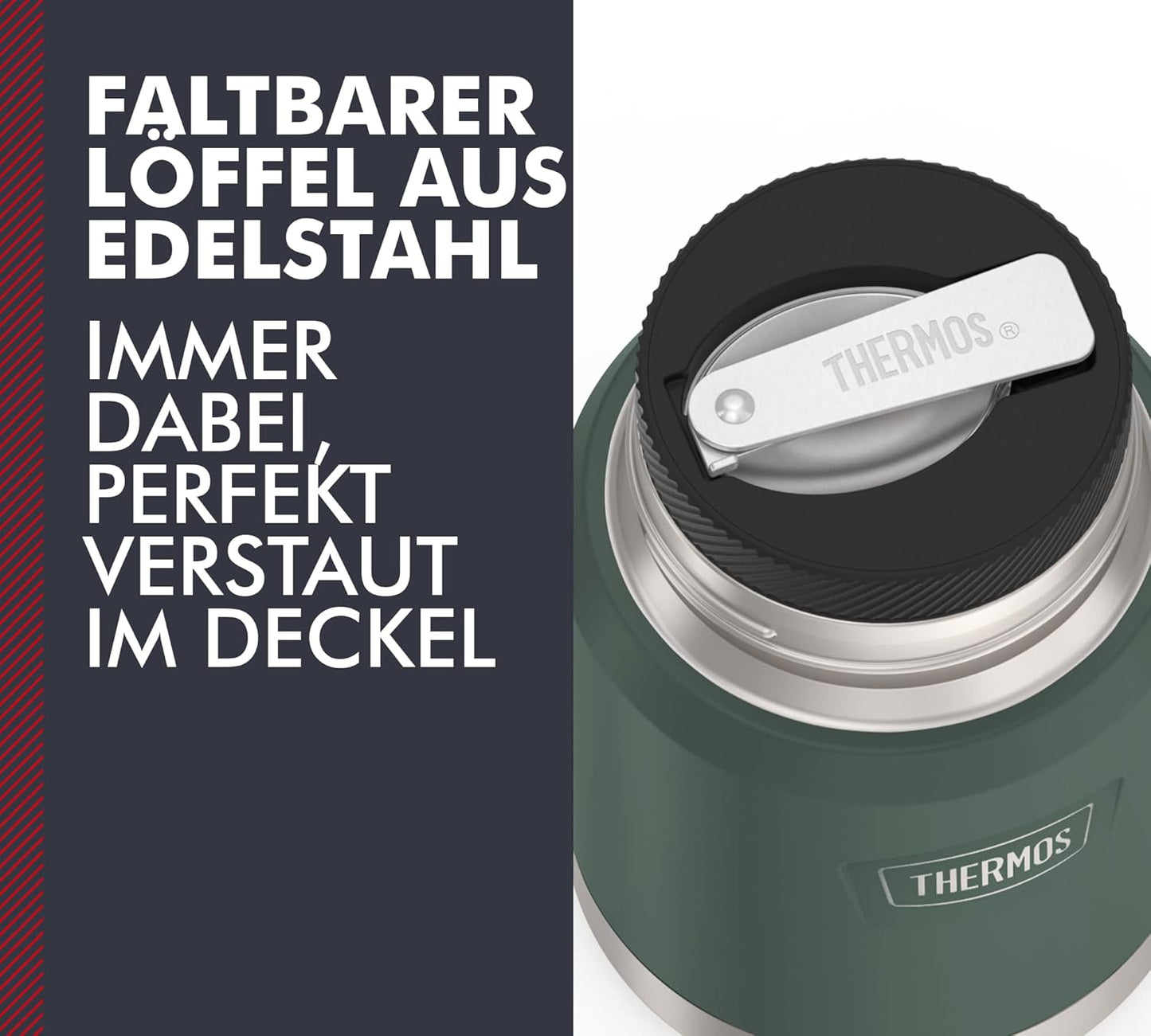 Doppelwandiger Speisebehälter mit Löffel, 470 ml Grün / Forest Mat