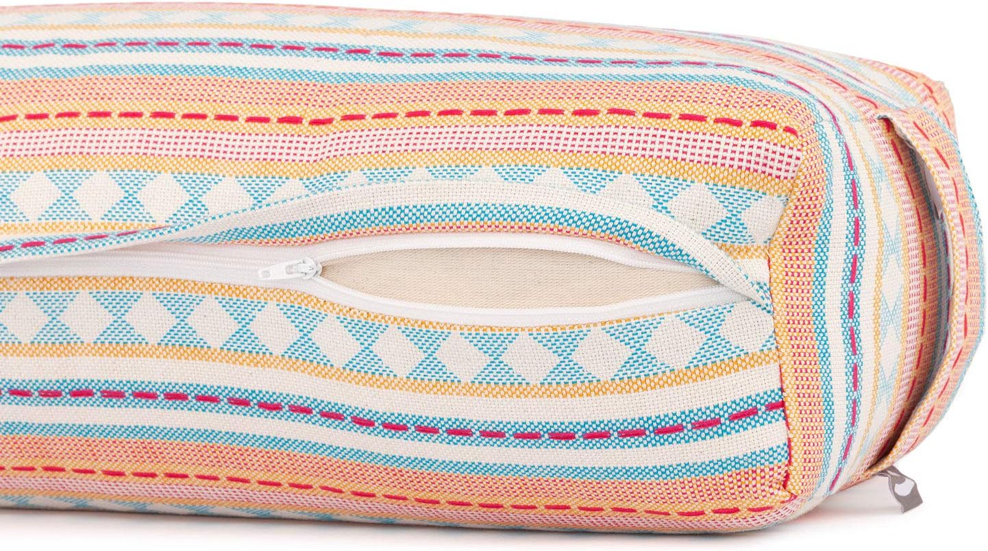 Yoga Bolster Salamba Ethno Collection, apricot-hellblau gemustert