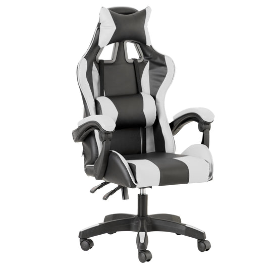 Ergonomischer Gaming-Stuhl mit verstellbarer Rückenlehne, Weiss