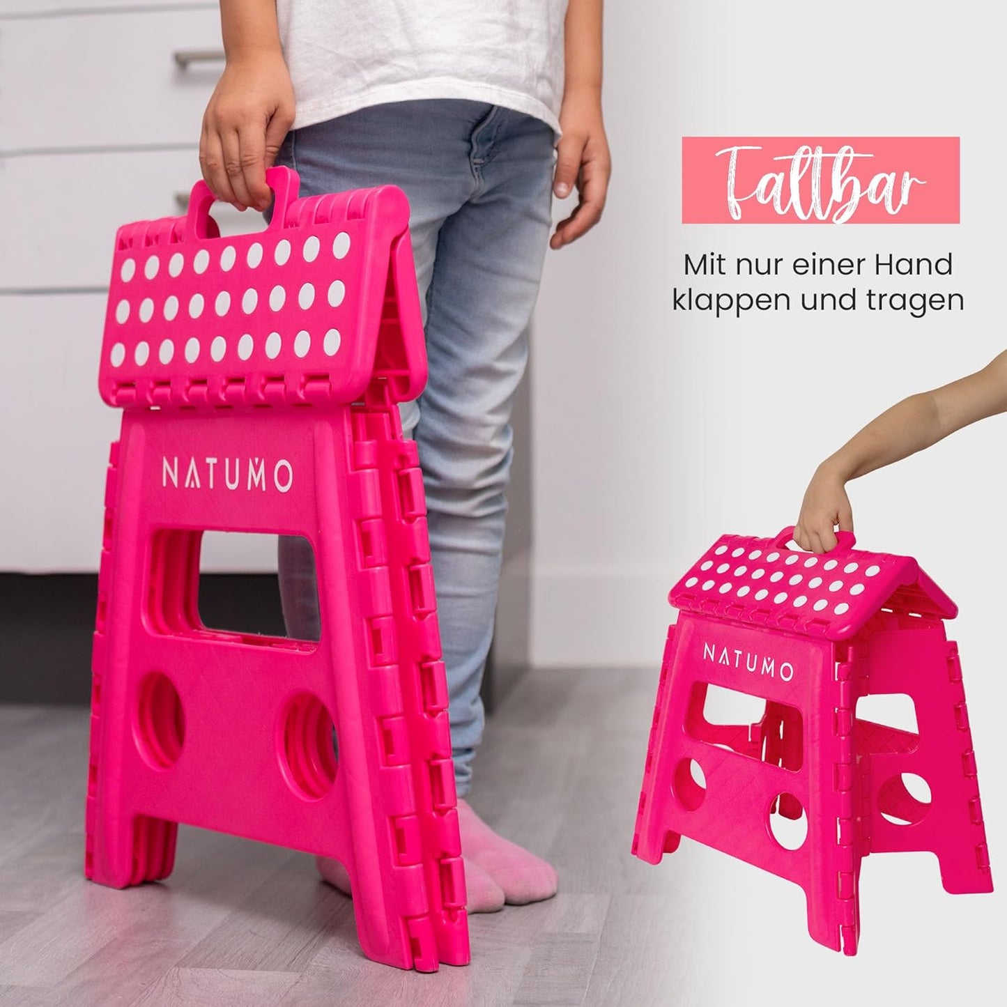 Klappbarer Tritthocker, rutschfest, Pink