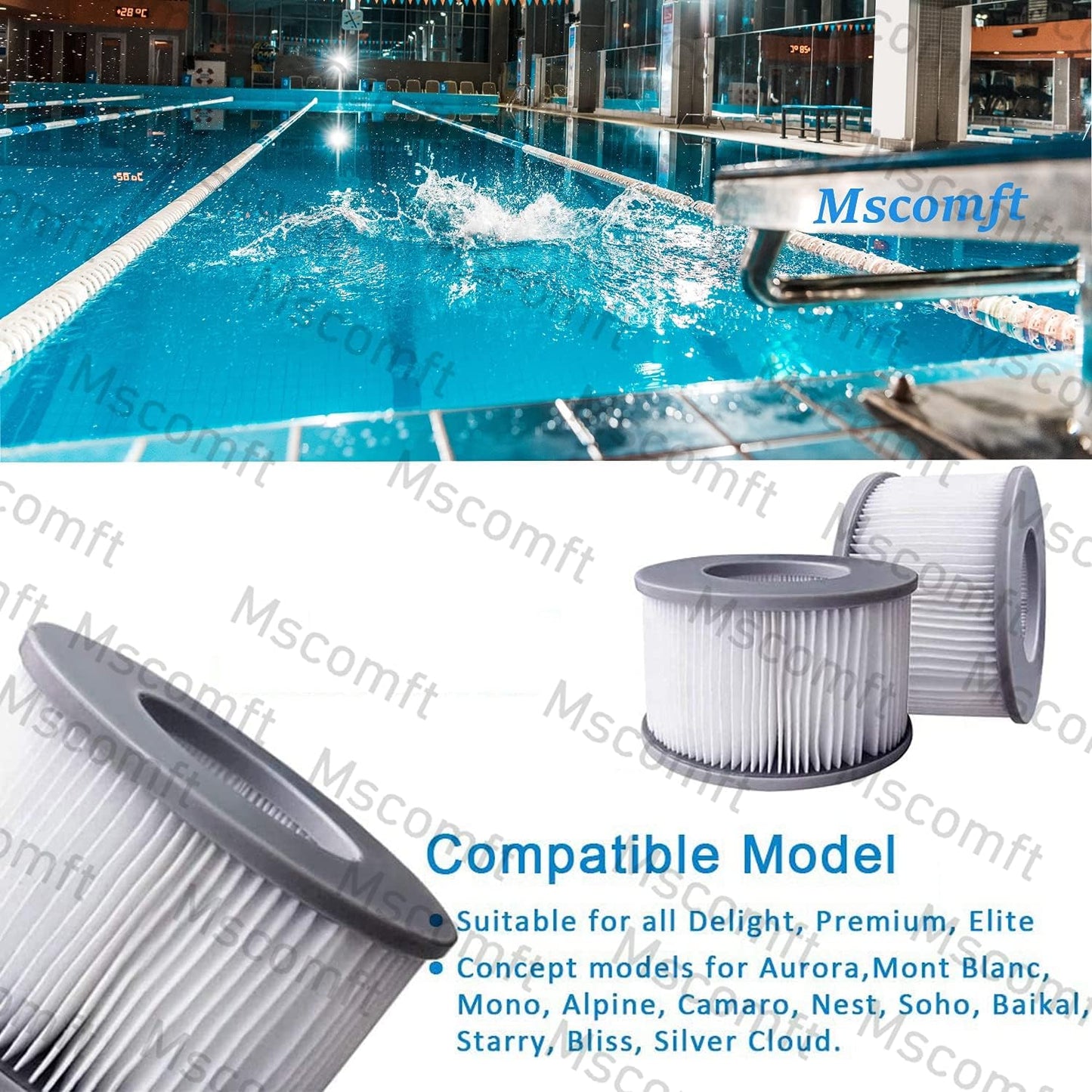 6er-Set Ersatzfilter für aufblasbare Pools, 6pcs