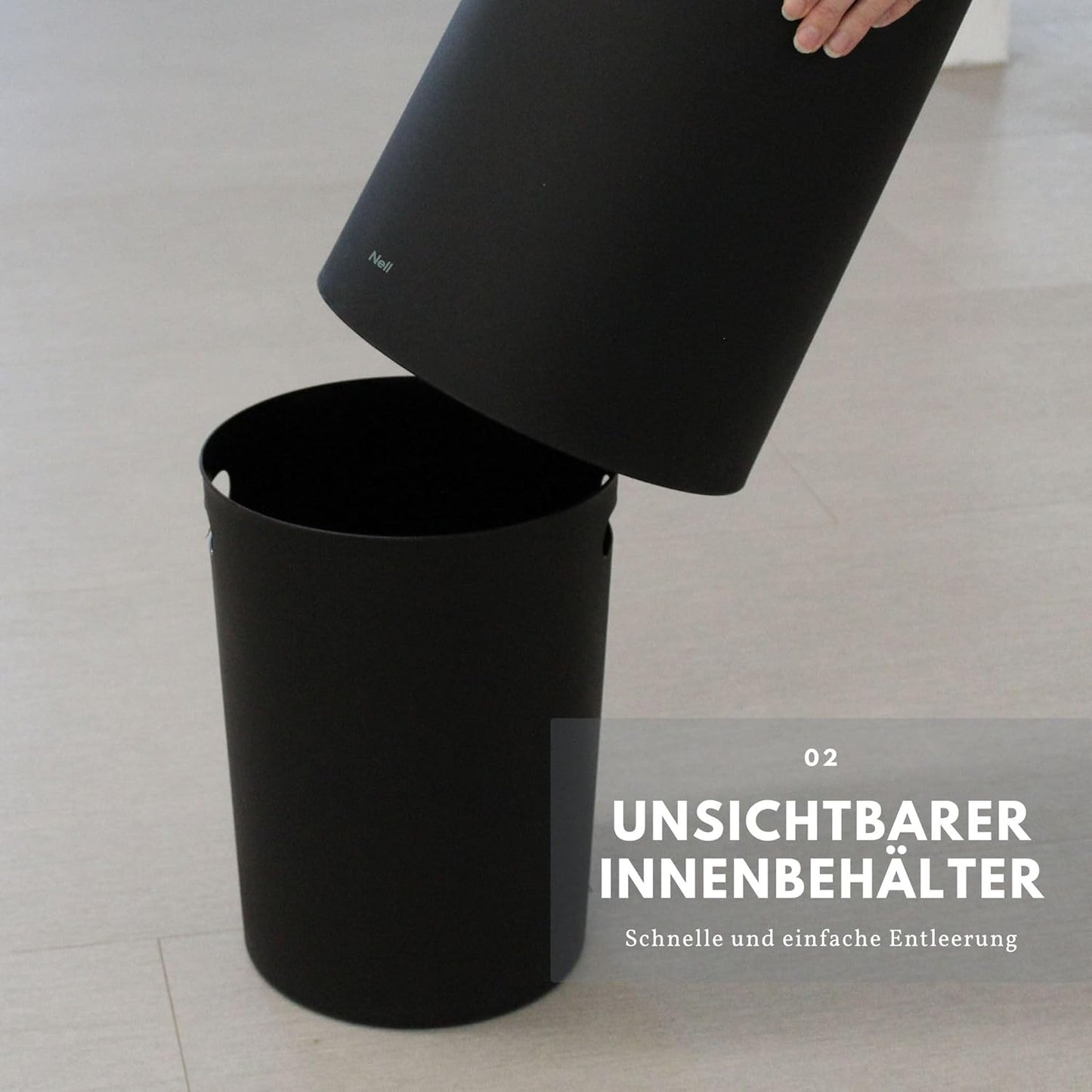 Kosmetikeimer mit Schwingdeckel, 8l mit Deckel Schwarz