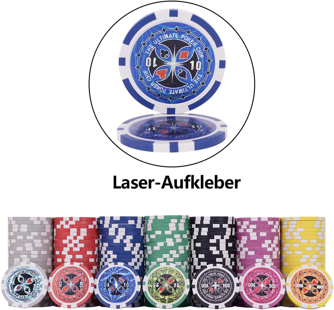 Pokerkoffer mit 300 Chips, Silber