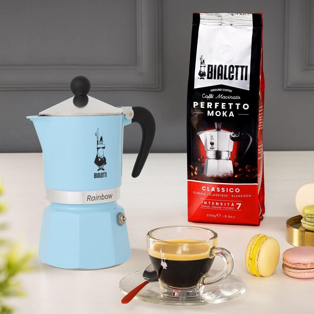 5042 Rainbow Espressokocher, Himmelblau 3 Tassen