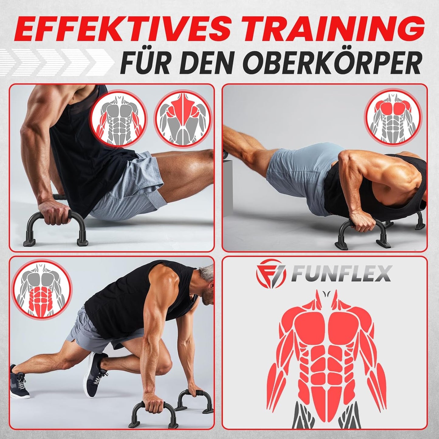 Push-up Bars mit rutschfestem Griff -Liegestützgriffe, Schwarz