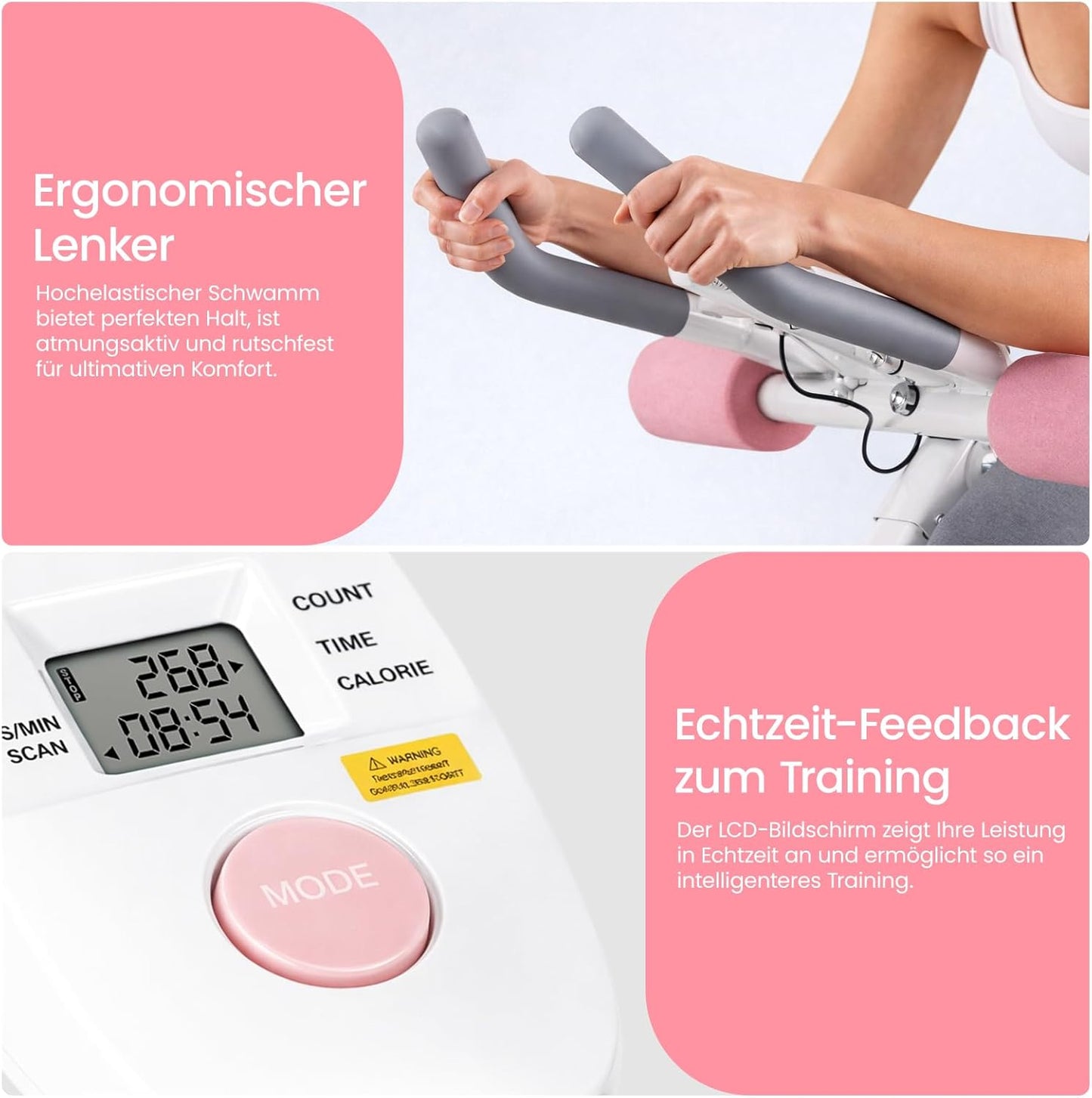 Faltbares Bauchmuskelgerät für Zuhause, Rosa