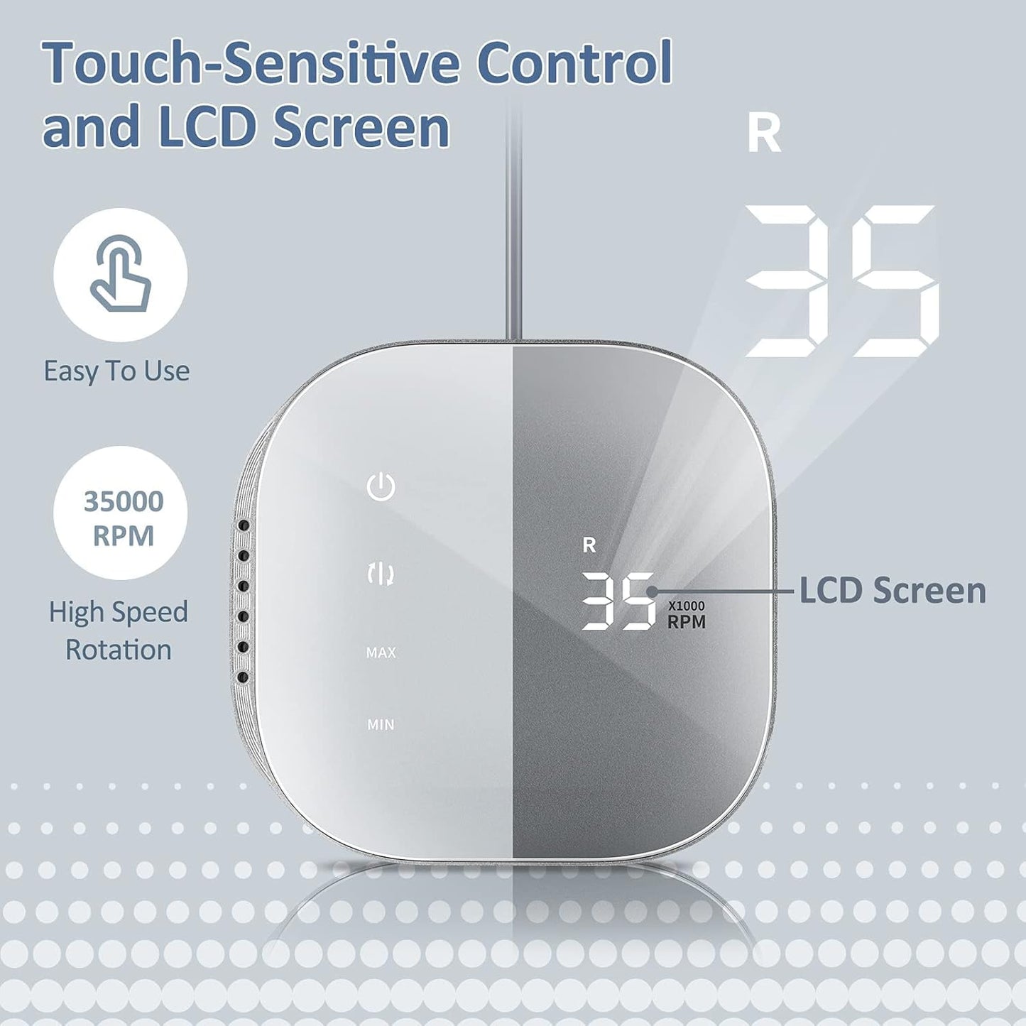 Elektrische Nagelfräser TouchPro Set (inkl. 6 Bits), Grau