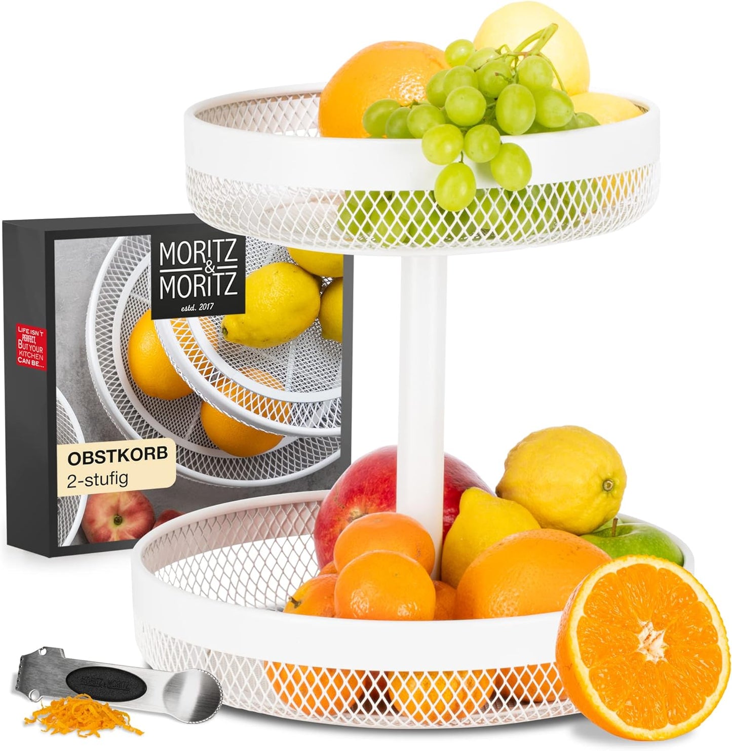 Obst Etagere, Weiss Rund