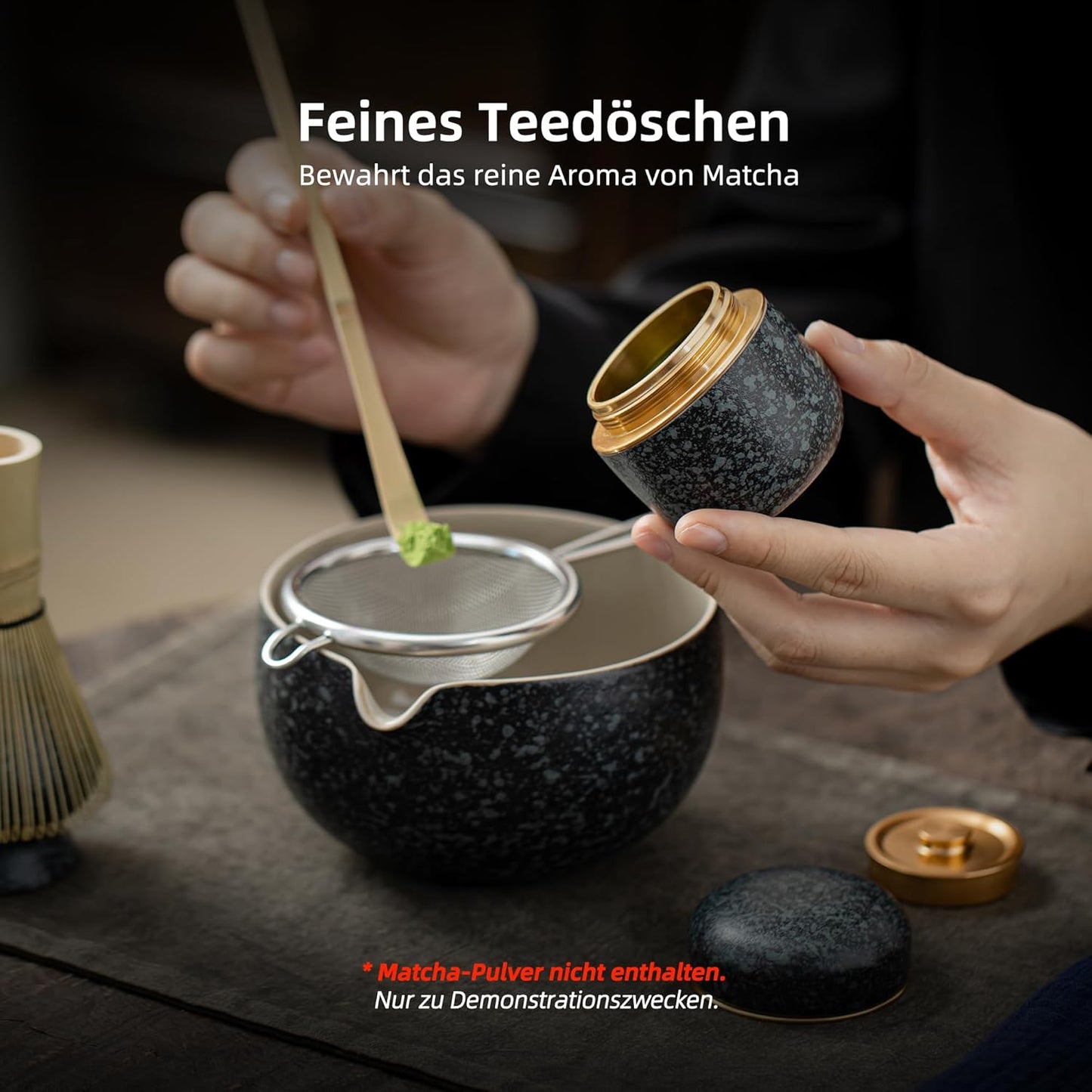 Matcha-Behälter, Anthrazitgrau