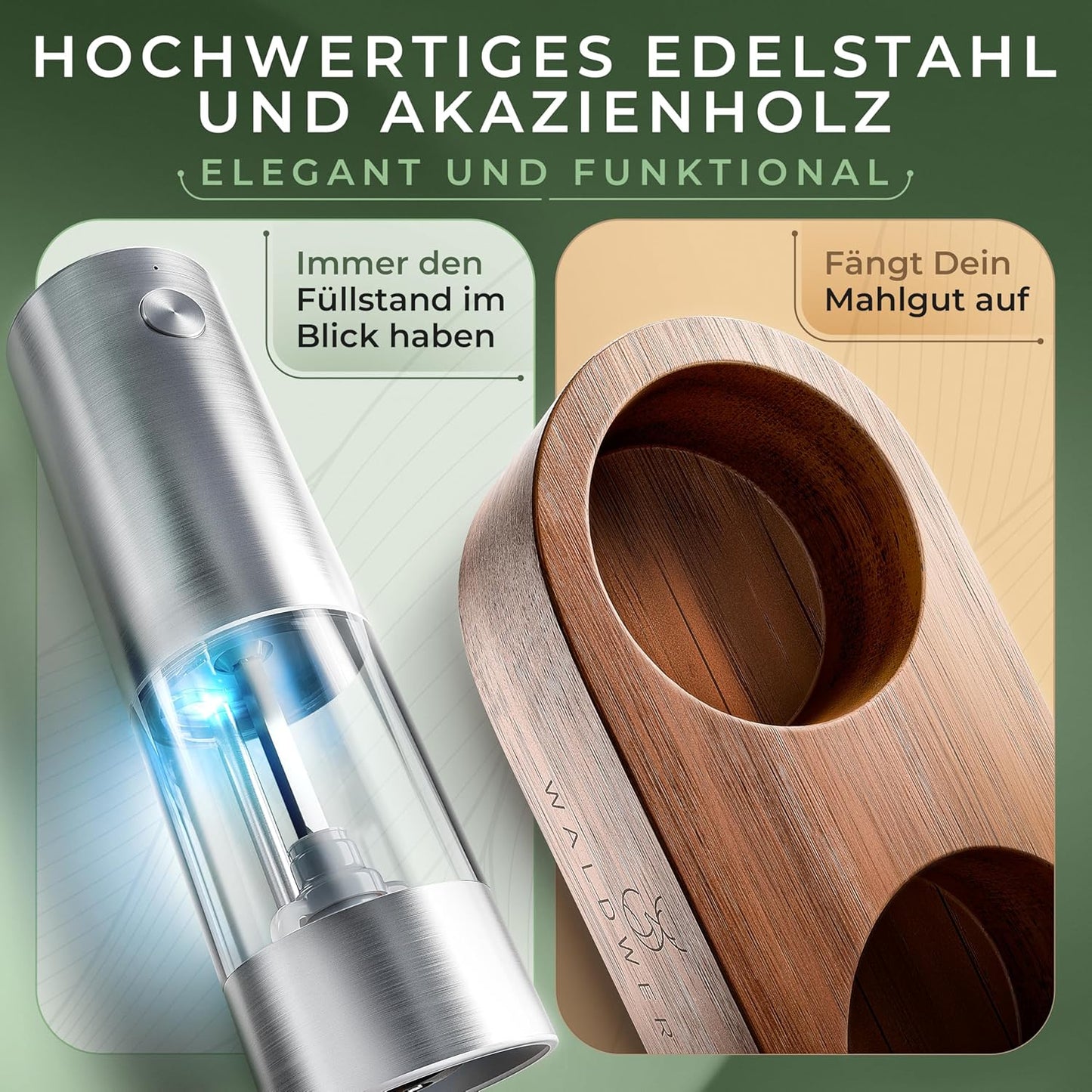 Elektrische Salz- und Pfeffermühle, Salz & Pfeffer
