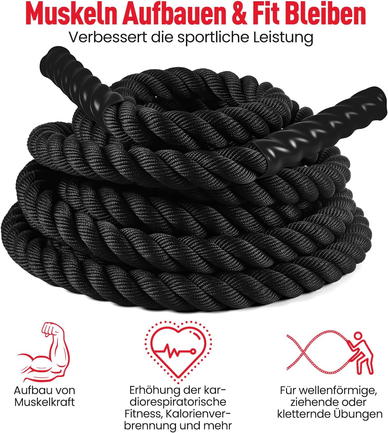 Battle Rope für Kraft- und Ausdauertraining, Battle Rope 15m