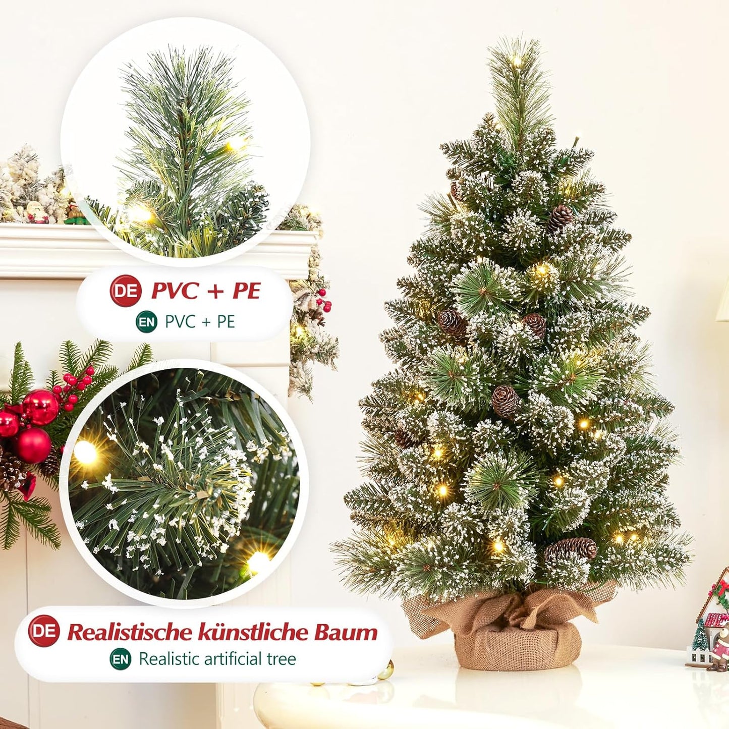Mini-Weihnachtsbaum mit LED-Beleuchtung, 70 cm