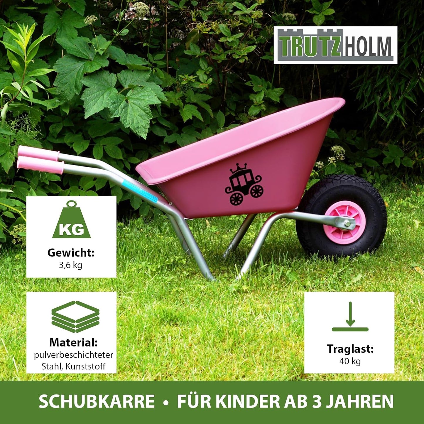 Kinderschubkarre Uni, Prinzessin | Rosa