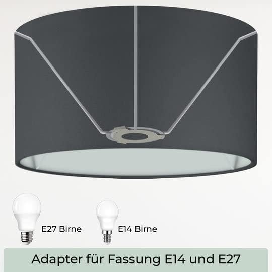 Premium Lampenschirm aus Baumwolle (40cm), Schwarz Ø40cm | Höhe 25cm