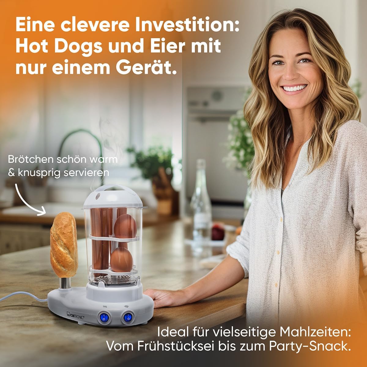 2in1 Hot Dog Maker & Eierkocher Set, Single