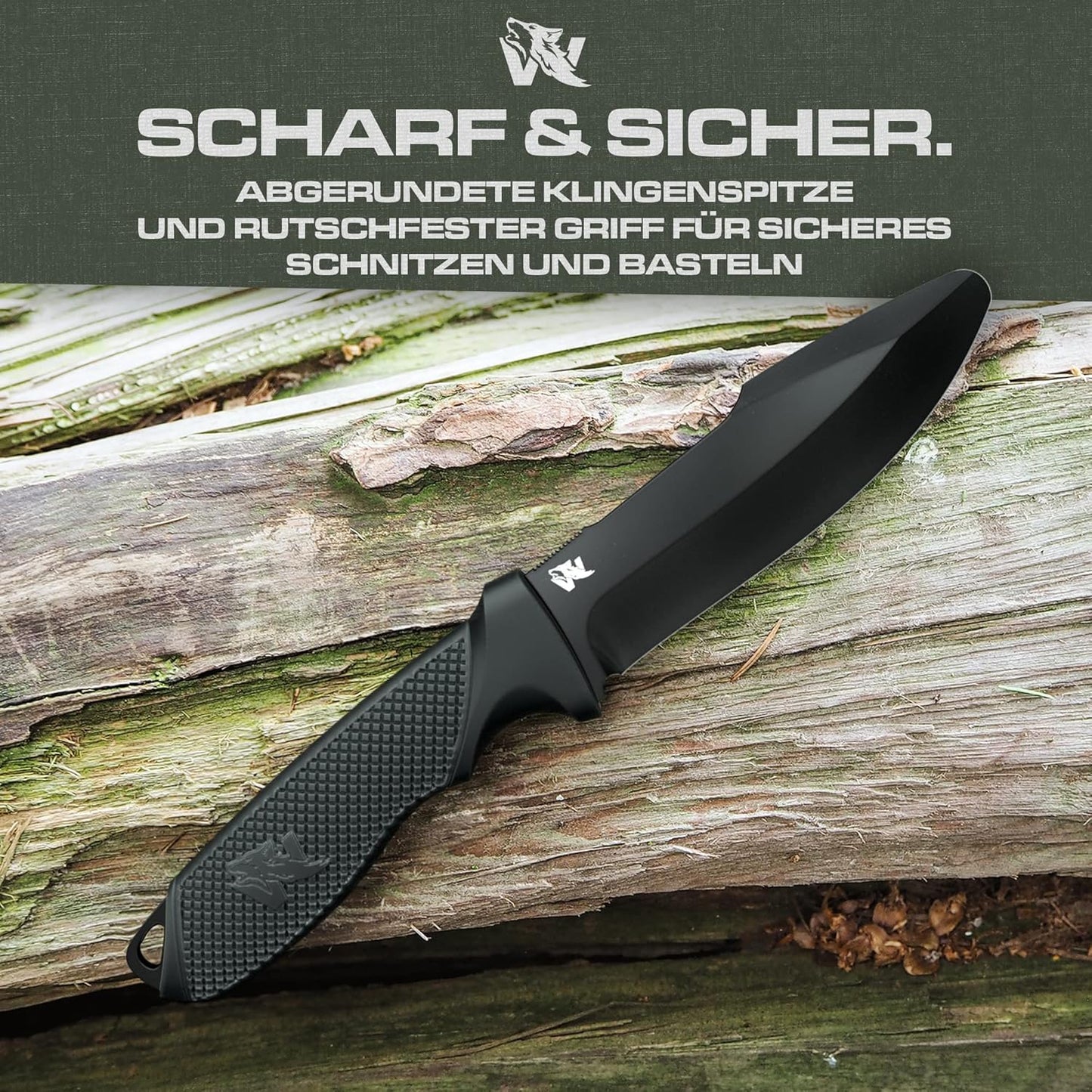 Kinder Schnitzmesser Set, Full Black Ohne Feuerstarter