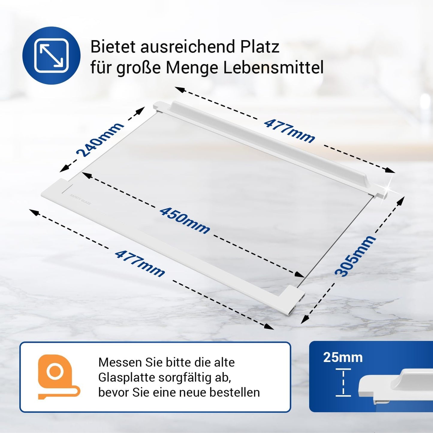 Einlegeboden für AEG Kühlschrank 225153106/3, Einlegeboden