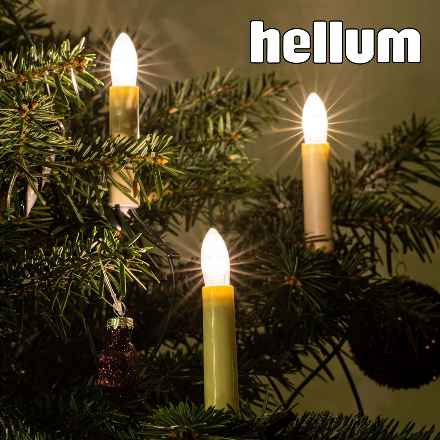 Weihnachtsbaum LED-Lichterkette, 15 LED-Filament / 13,3m beleuchtet|Elfenbein