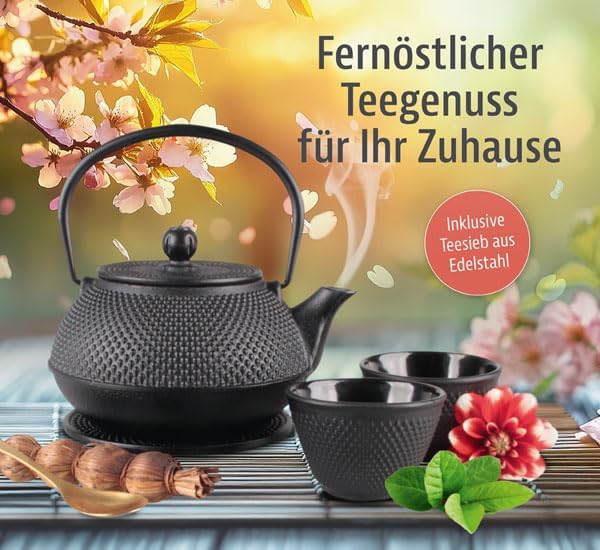 Gusseisen-Teeservice mit Bechern