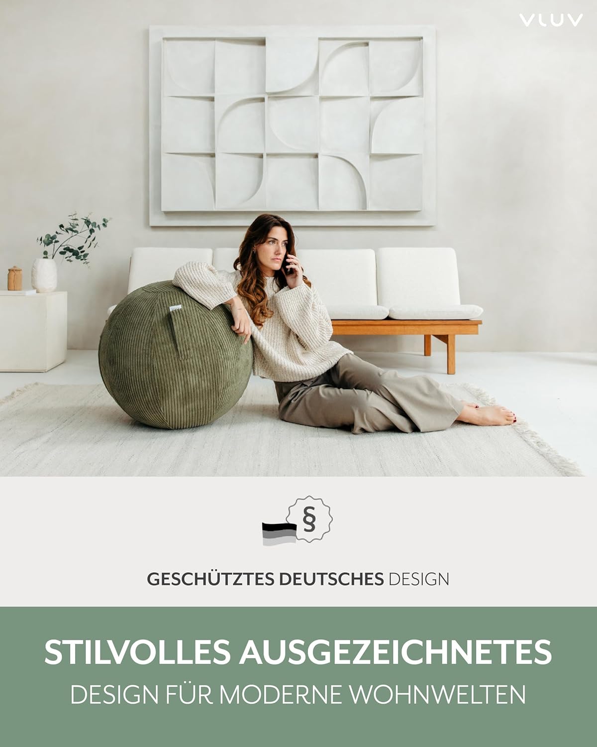 Ergonomischer Sitzball mit Tragegriff, 65 cm, Olive 60 - 65cm
