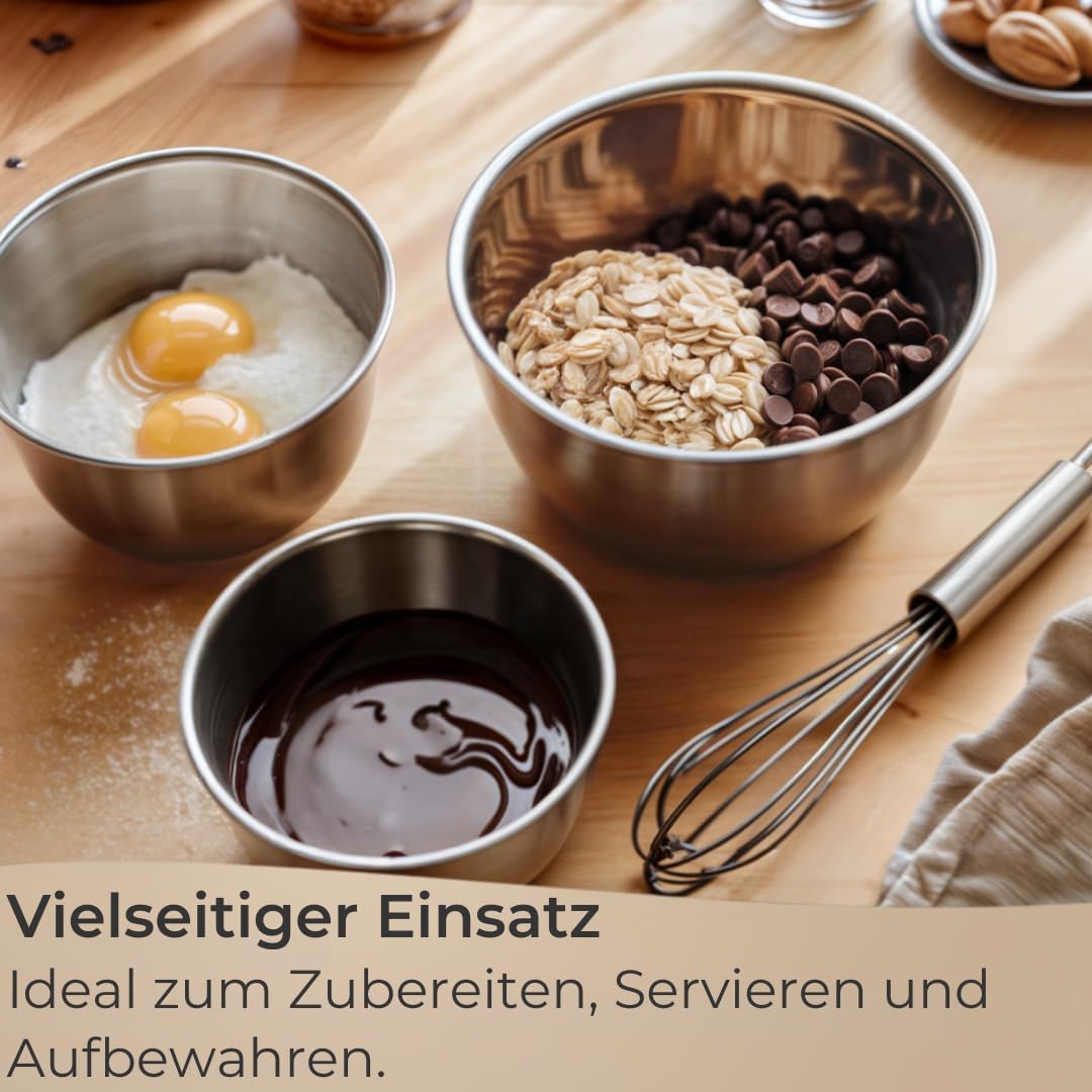 Edelstahl-Rührschüssel-Set mit Deckeln (6-teilig), Frischhalteschüsseln Set 6tlg.