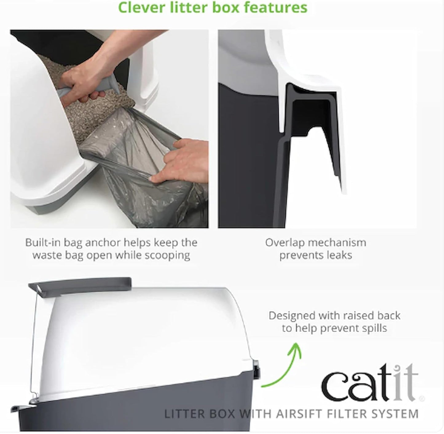Jumbo Katzentoilette mit Abdeckung, Weiss/Grau 57 x 46 x 43 cm