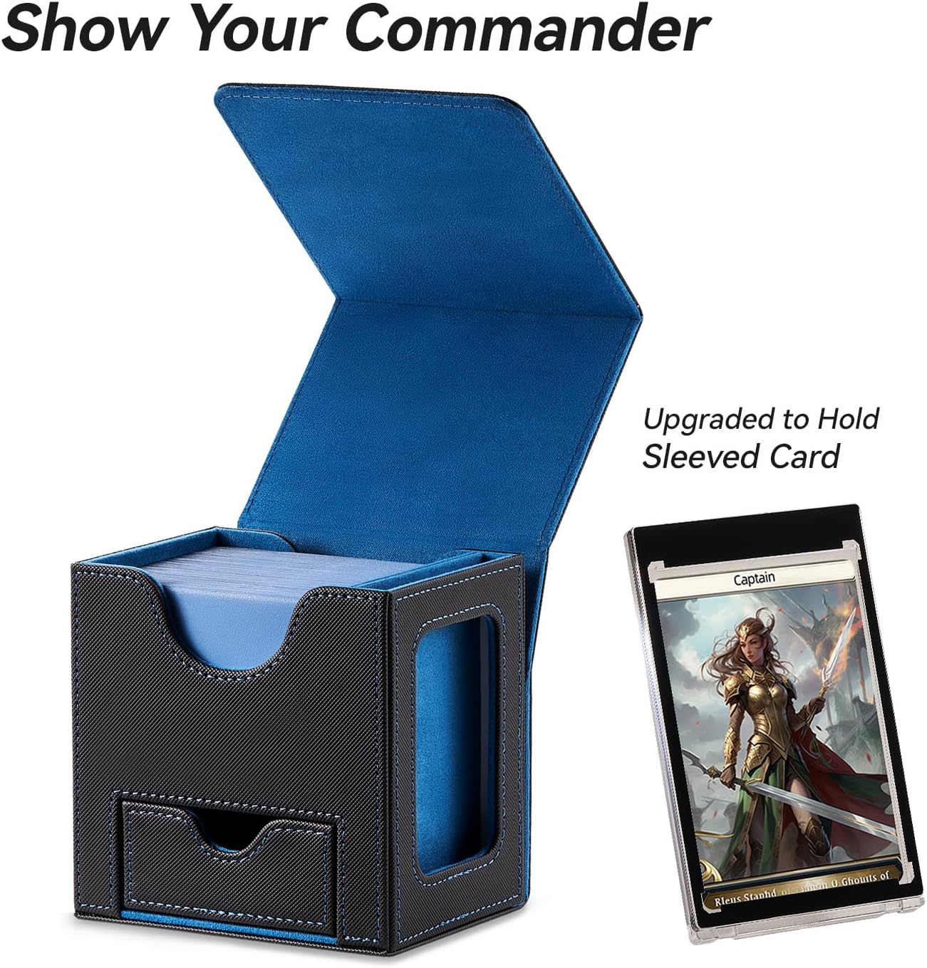 Commander Deck Box mit Würfelablage, 2. Enigma (Schwarz/Blau)