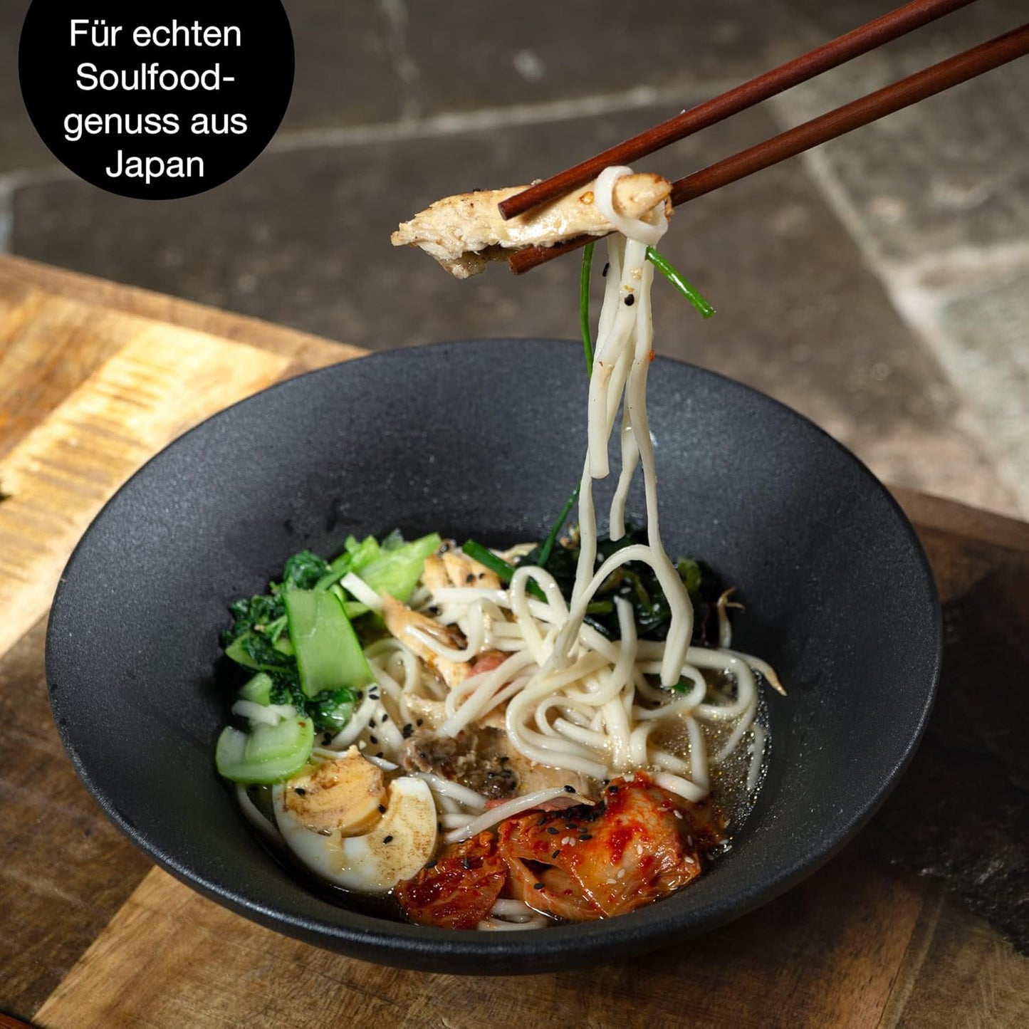 4er-Set Ramen Schüssel, 4x Schale Schwarz