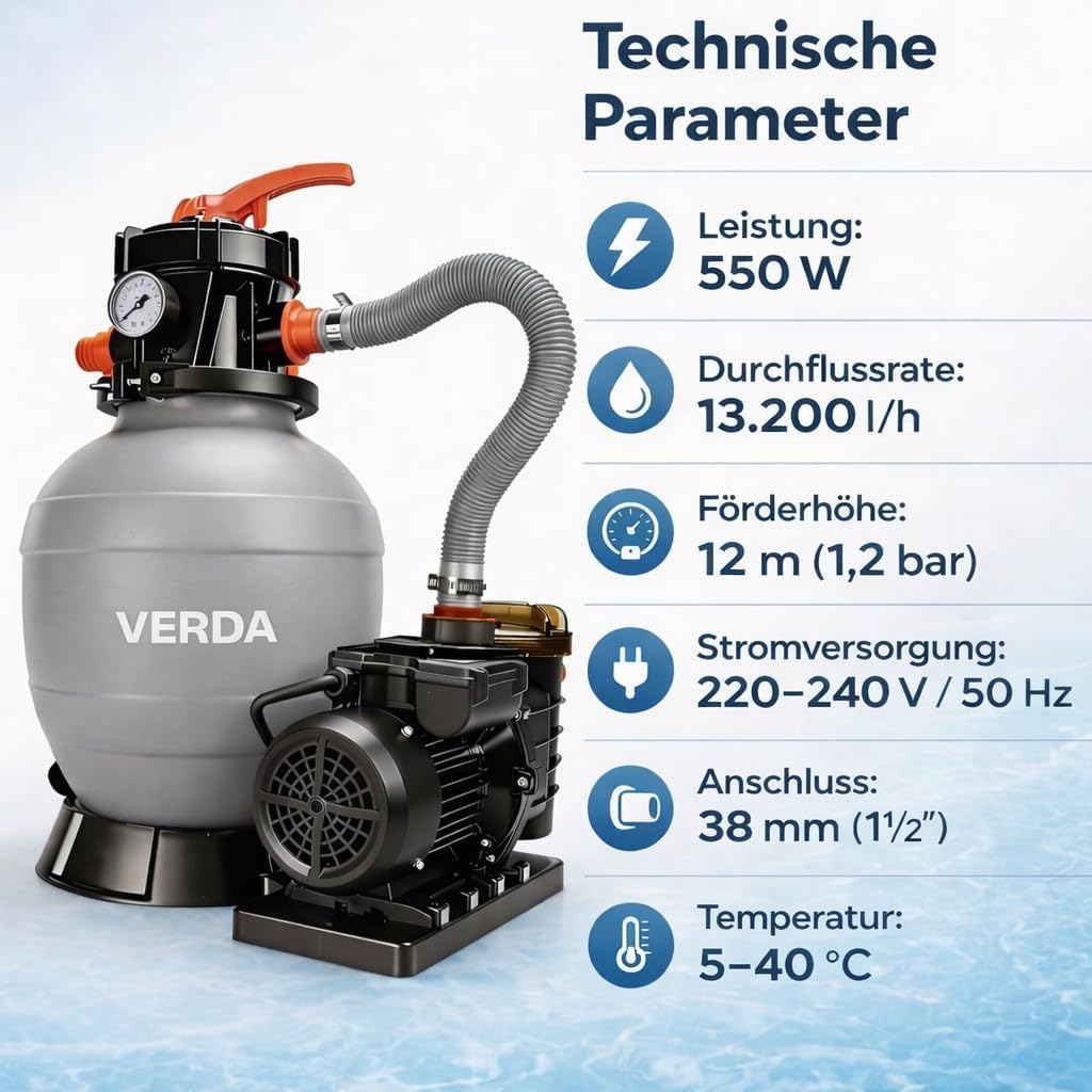 Sandfilteranlage mit Pumpe SN5883, 13 200 L/H