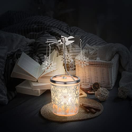 Weihnachtliches Teelichtkarussell Schneeflocke, Silber