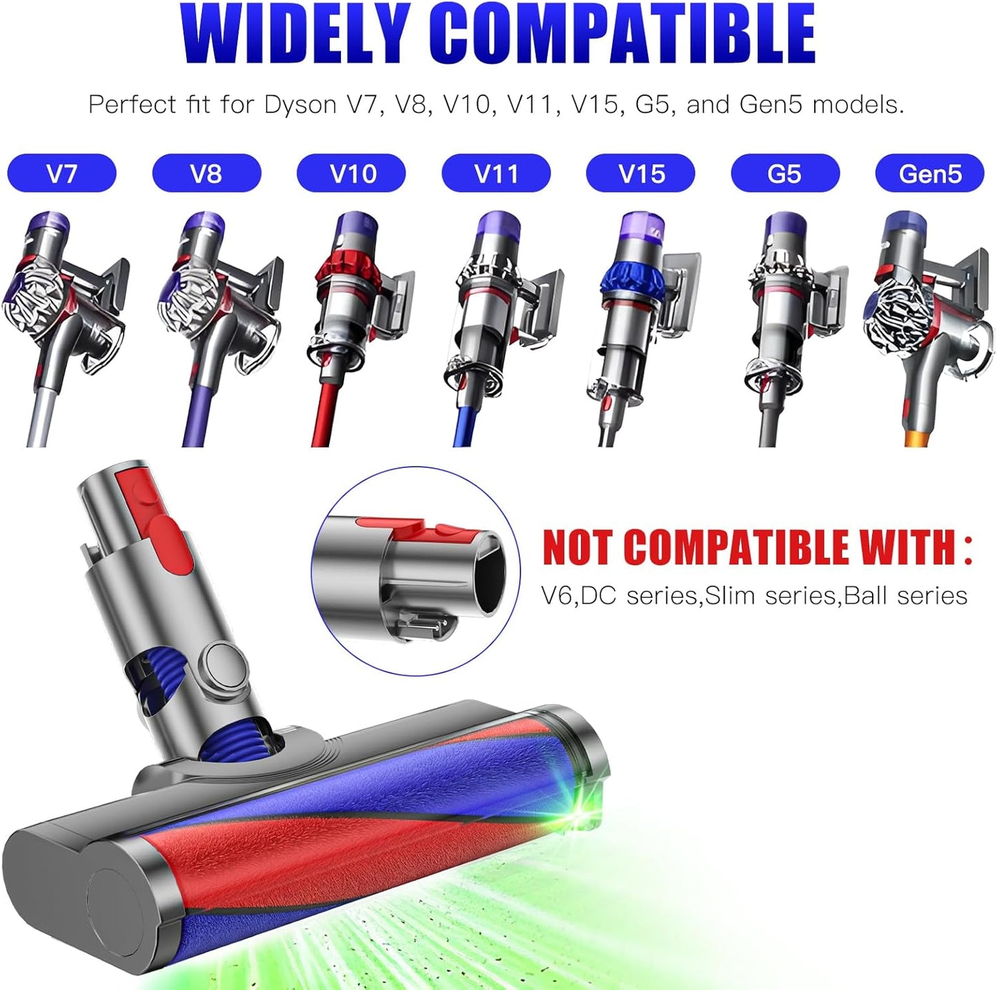 Soft-Roller-Bürstenkopf für Dyson Staubsauger, Lila