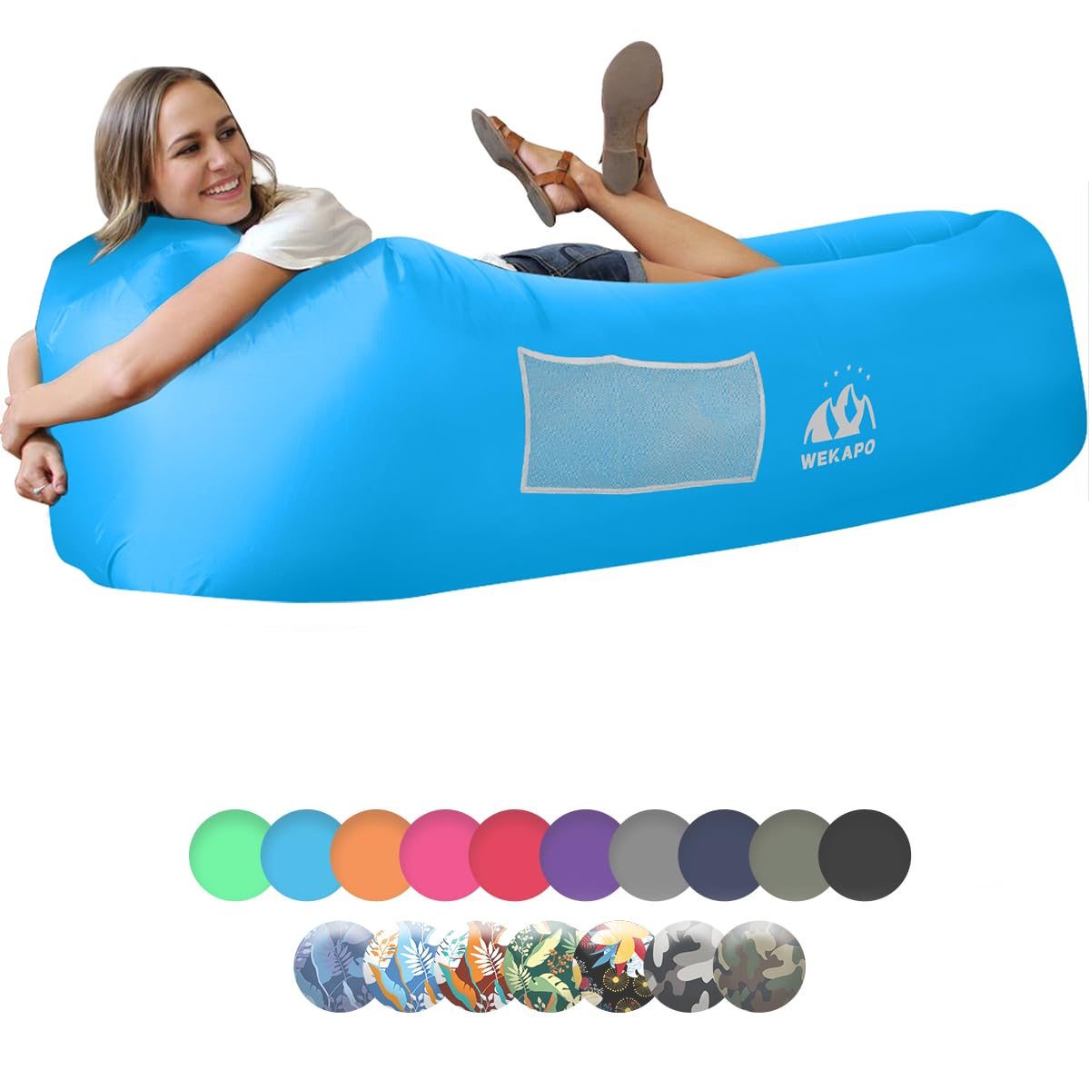 Aufblasbarer Lounger mit Zubehör, Blau