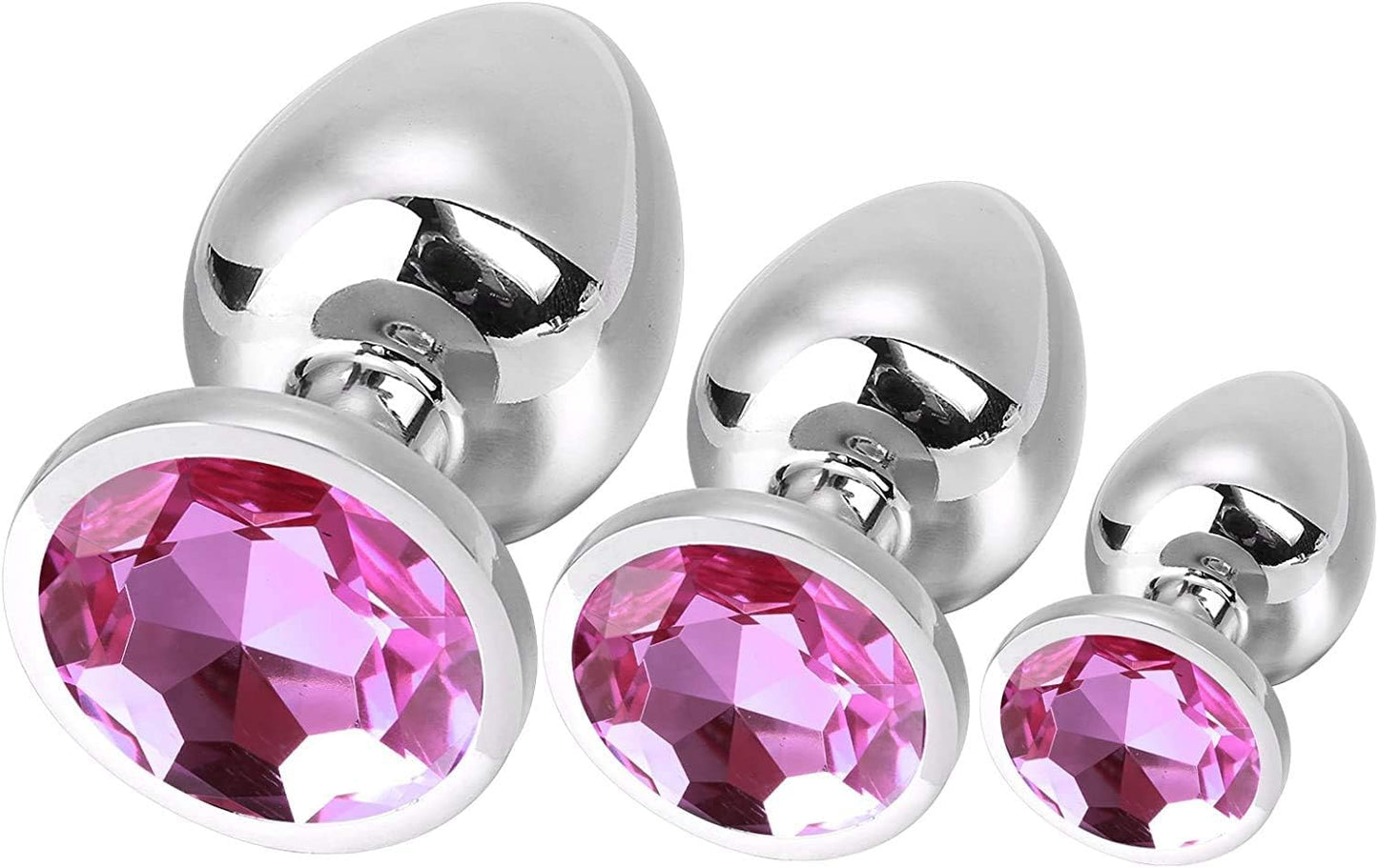 3-teiliges Analplug Set mit Kristall, Rosenrot