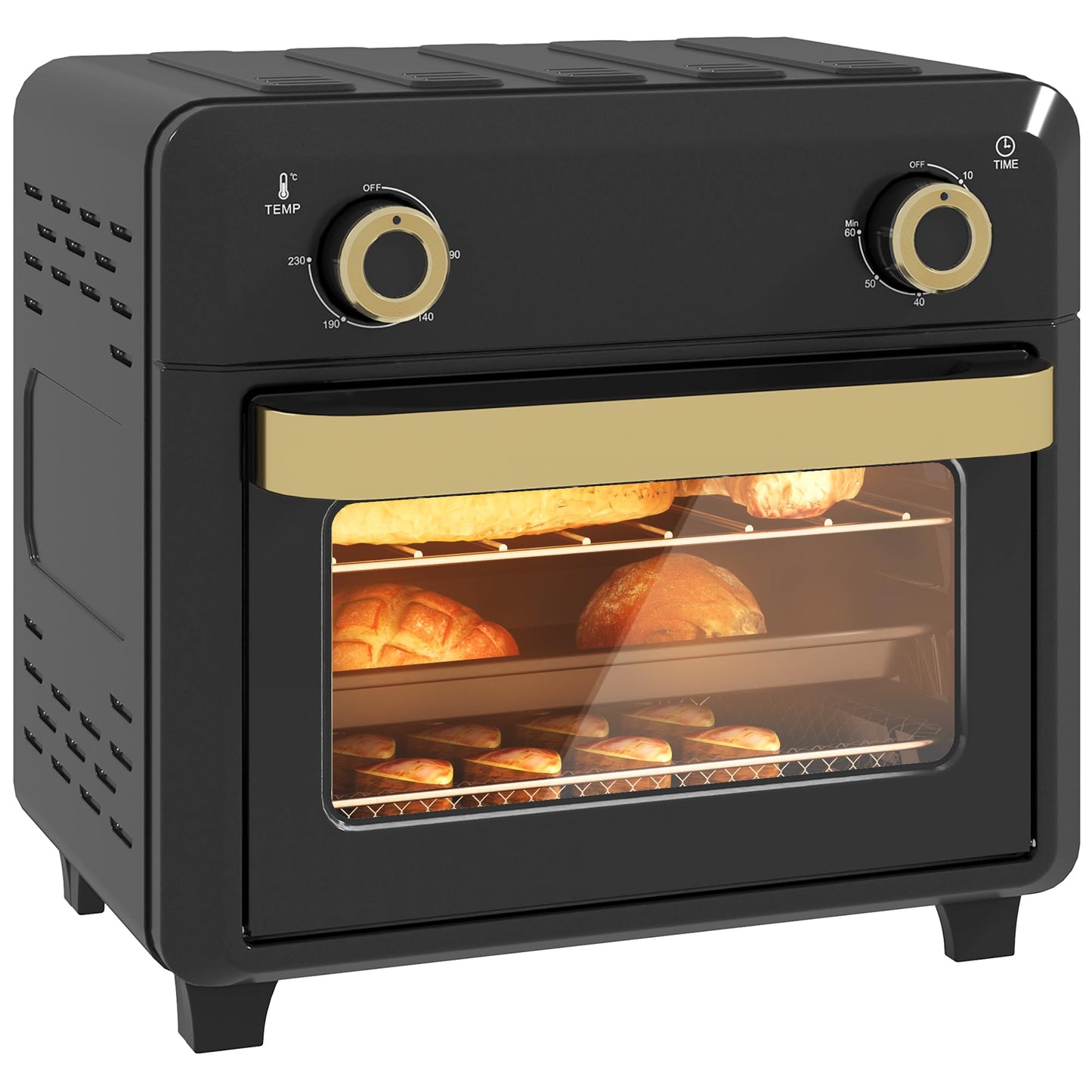 Minibackofen mit Umluft und Timer, Schwarz