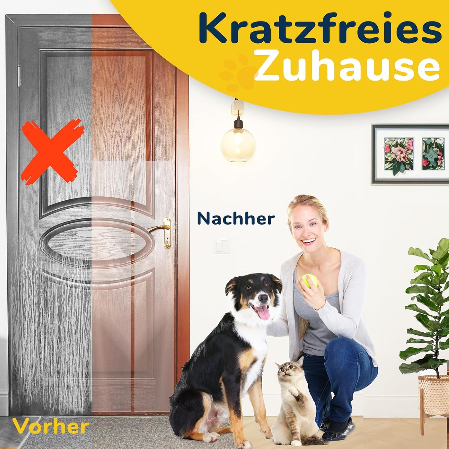 Kratzschutzfolie Katzen, Farblos 150 cm x 20 cm; 3 Stück