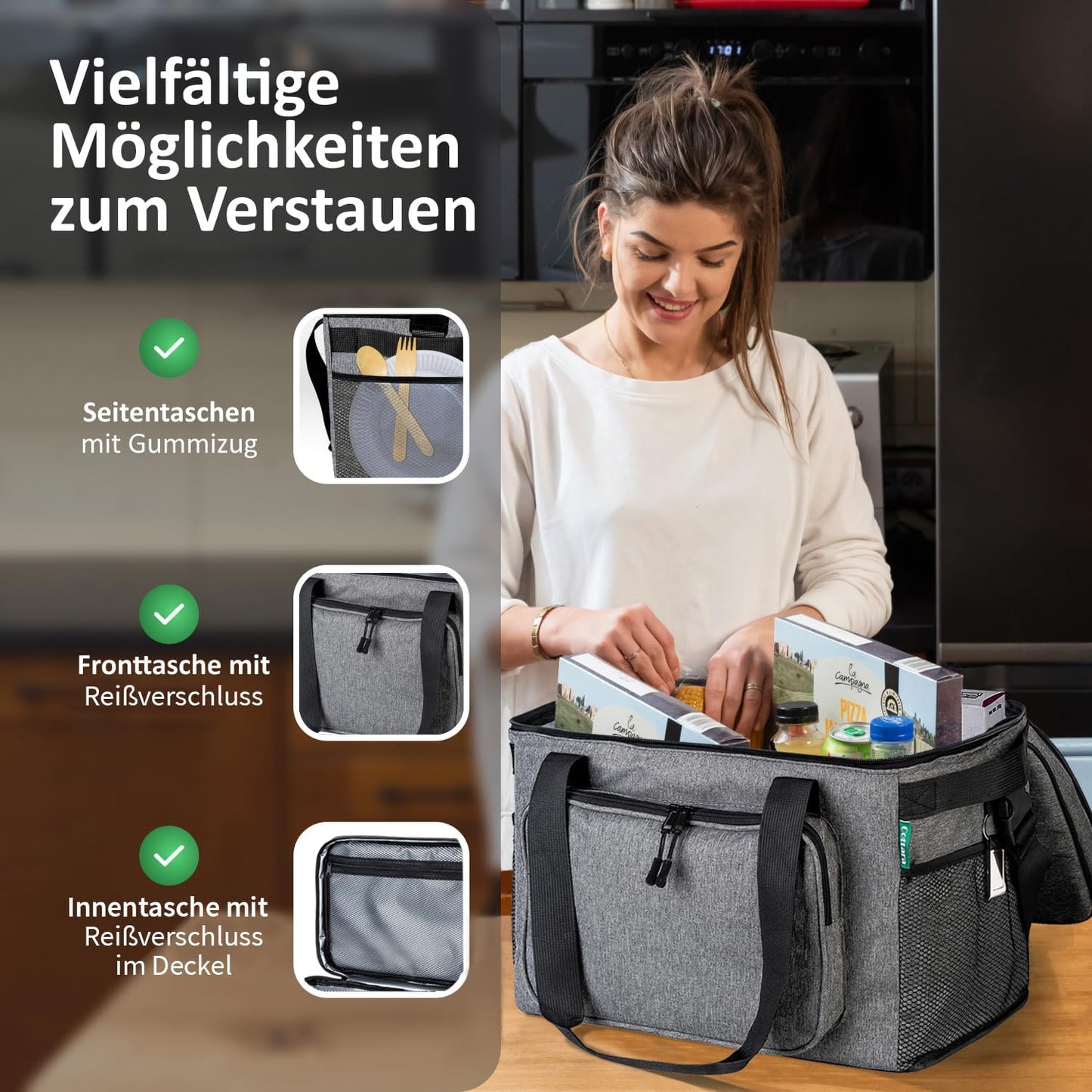 Faltbare Kühltasche, 30 Liter Grau