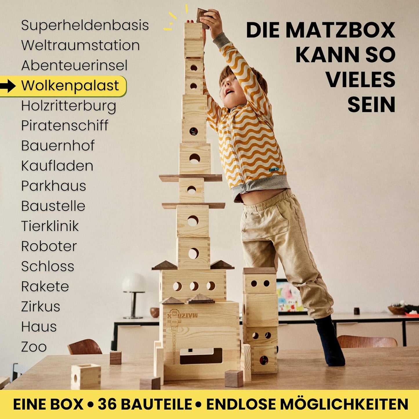 36-teiliges Holzbausteine-Set