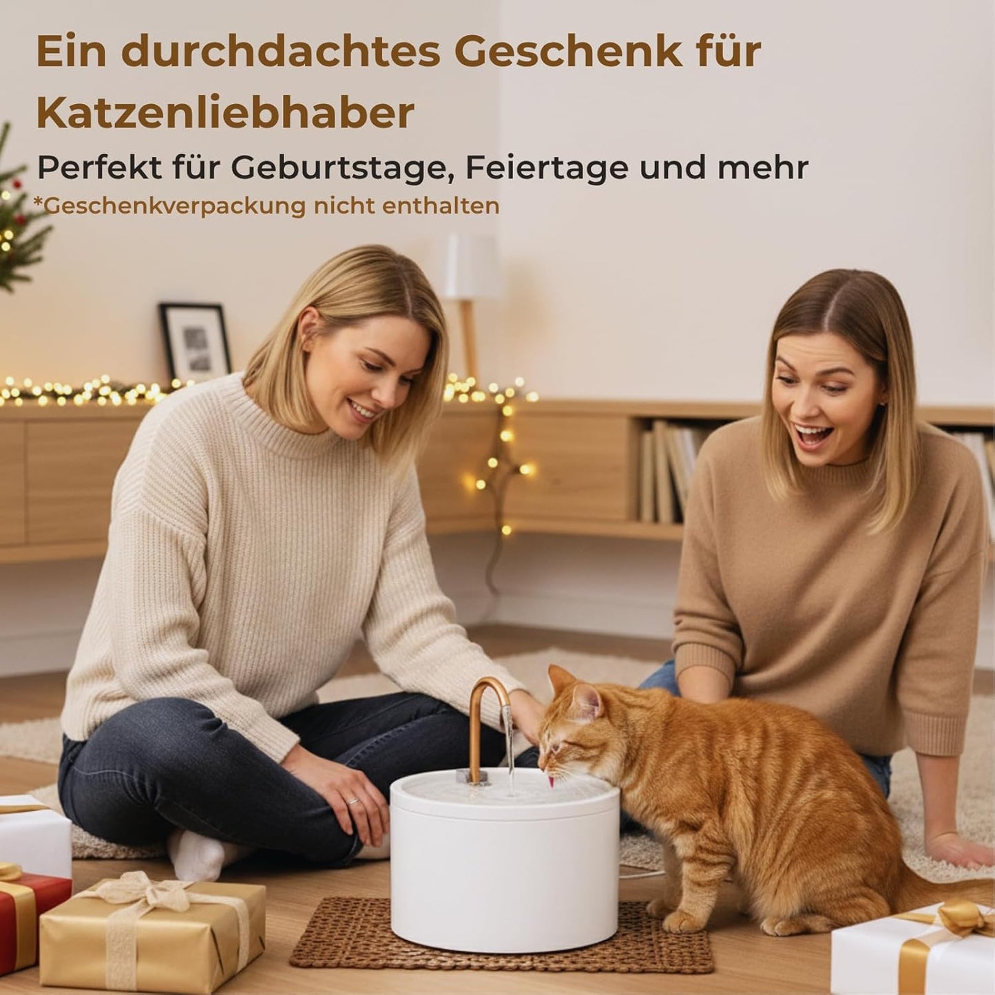 Katzenbrunnen mit Filtersystem, Weiss+2.1L