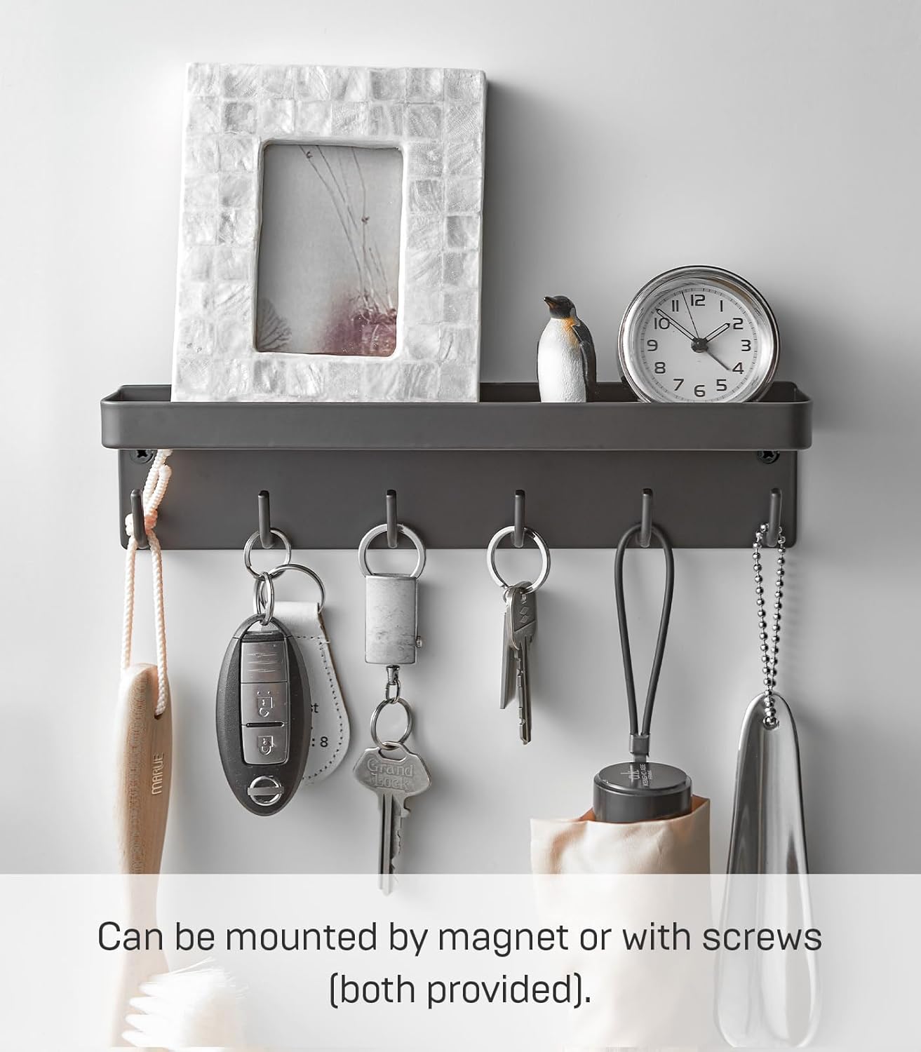 Magnetischer Schlüsselhaken mit Ablage, Schwarz