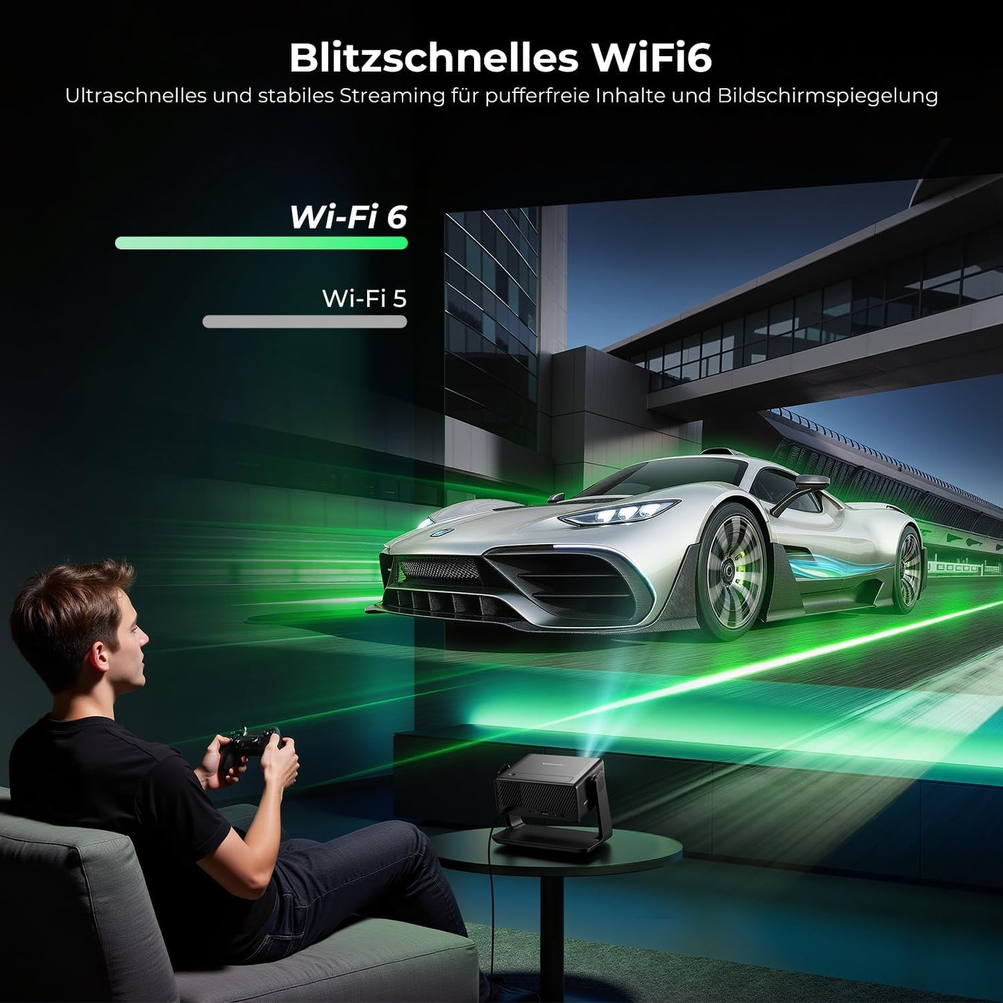 Smart Beamer AC201 4K mit Netflix-Unterstützung, Schwarz