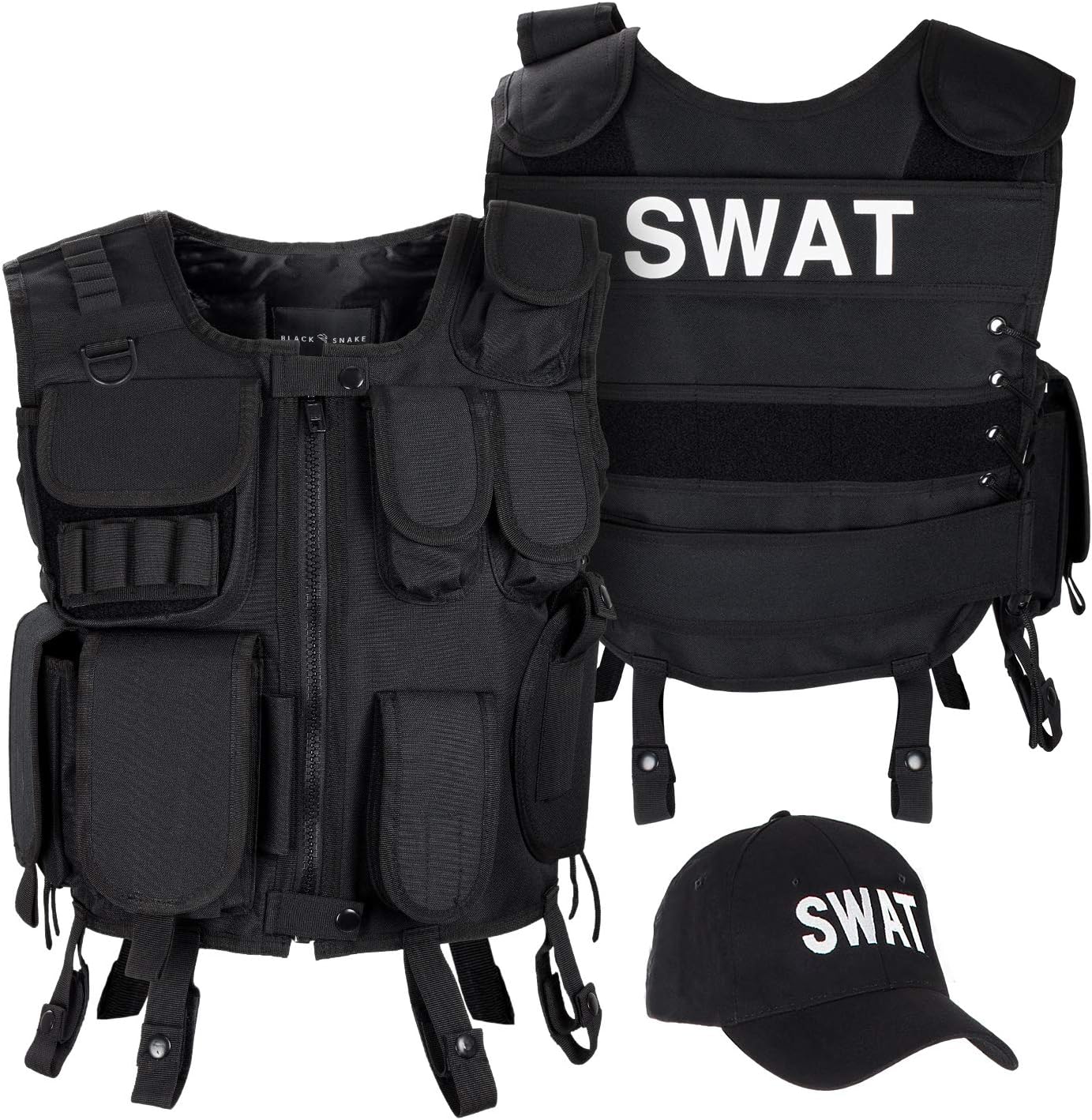 SWAT Kostüm-Set mit Einsatzweste & Cap, XL-XXL Swat